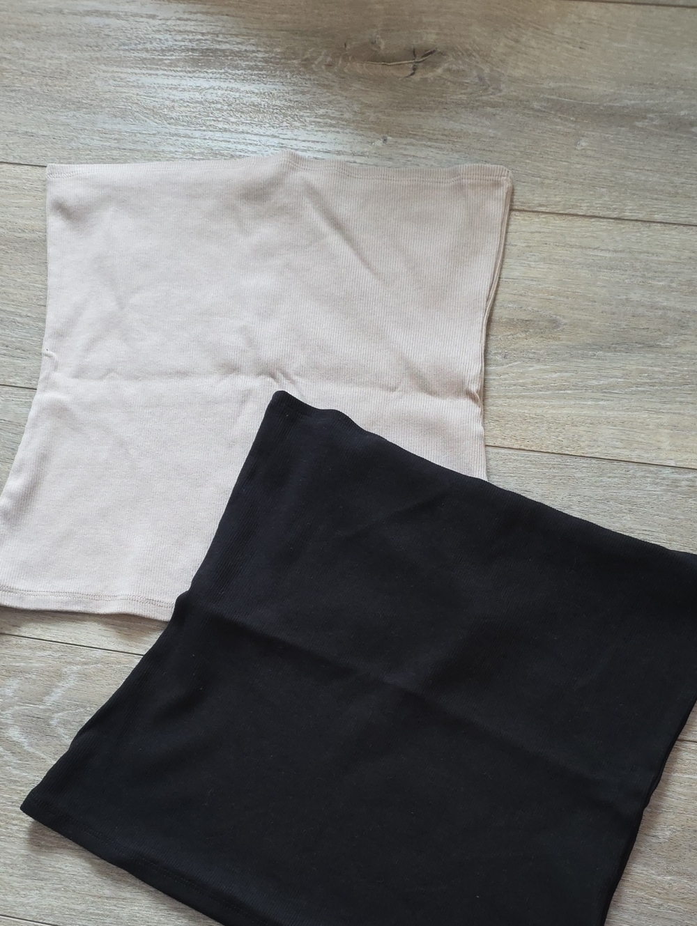 H&M Ribbed Tube Top Set Of 2-  Black & Light Beige